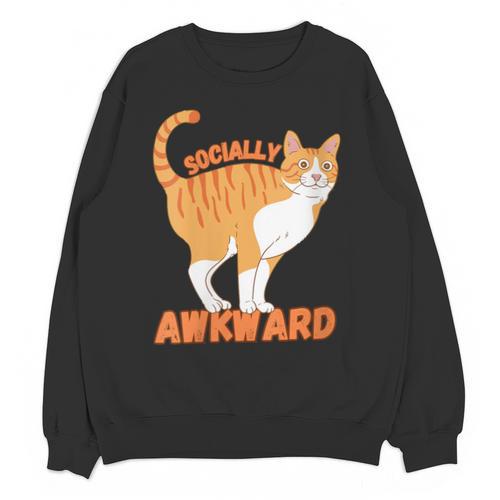 SOCIALLY AWKWARD FUNNY CAT ANTISOCIAL INTROVERT WEIRD Unisex Sweatshirt - Raresse