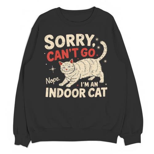 Sorry I Can't Go I'm An Indoor Cat Introvert Cat Owner Unisex Sweatshirt - Raresse