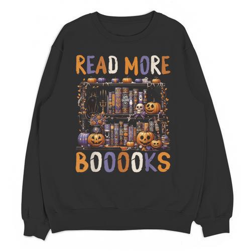 Spooky Halloween Bookshelf Bookcase Read More Books Unisex Sweatshirt - Bookorys DE