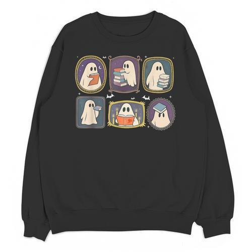 Spooky Teacher Halloween Ghost Reading Book Trick Or Treat Unisex Sweatshirt - Bookorys DE