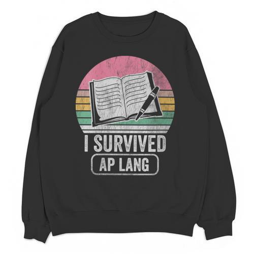 I Survived AP Lang Retro Book Graphic Unisex Sweatshirt - Bookorys UK