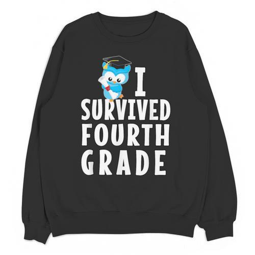 I Survived Fourth Grade Graduation Kids Owl Grad Unisex Sweatshirt - Best Gift Smart