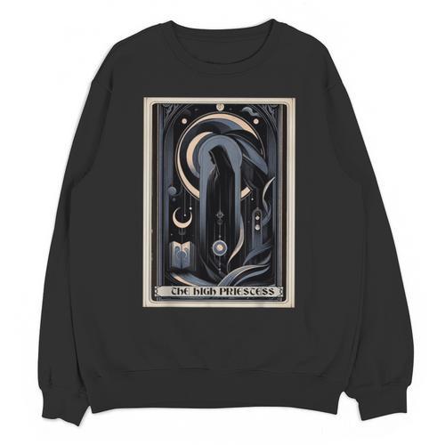 Tarot Cards Guide Book Esoteric Mysticism Clothing The High Priestess -Adults Small Classic Fit Short Sleeve Unisex Sweatshirt - Bookorys