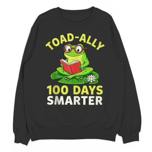 Toad-Ally 100 Days Smarter Frog Reading Book 100 School Day Unisex Sweatshirt - Bookorys CA