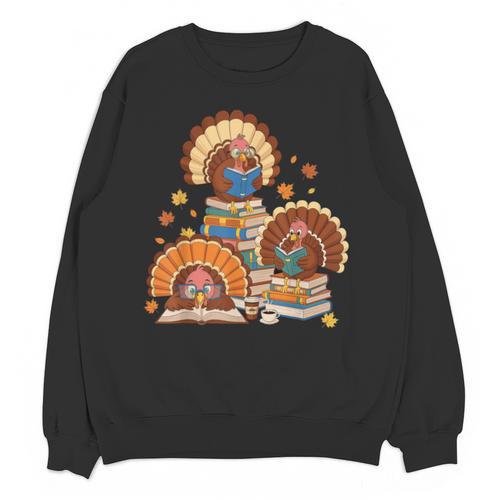 Turkey Read Books Reading Fall Thanksgiving Teacher Unisex Sweatshirt - Bookorys CA