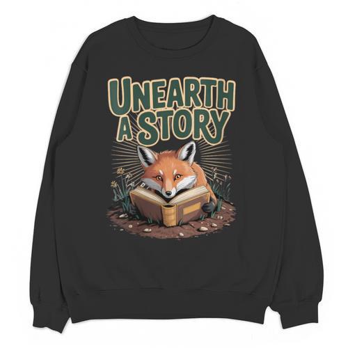 Unearth A Story Fox Reads a Book Unisex Sweatshirt - Bookorys DE