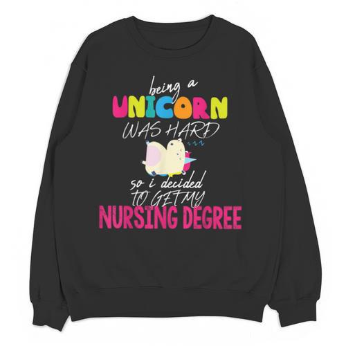 Unicorn Nursing Degree Graduation T-Shirt Registered Nurse Unisex Sweatshirt - Best Gift Smart