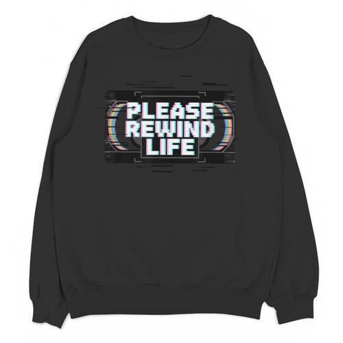 VHS Tape Rewind Glitch 90s Retro Nostalgia Please Rewind Unisex Sweatshirt - Figerry