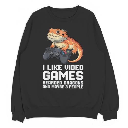 I Like Video Games Bearded Dragon Gamer Introvert Mood Unisex Sweatshirt - Raresse