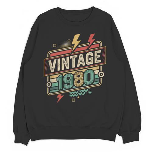 Vintage 1980 Retro Badge Decade Nostalgia Graphic Emblem Unisex Sweatshirt - Figerry