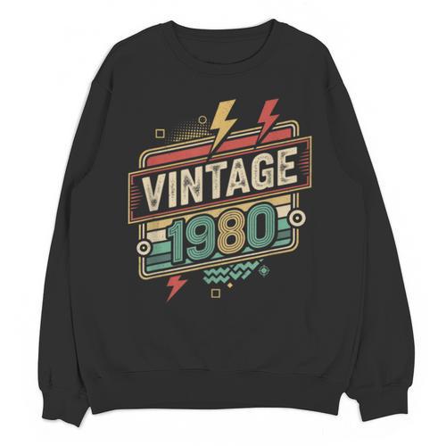 Vintage 1980 Retro Badge Decade Nostalgia Graphic Emblem Unisex Sweatshirt - Figerry