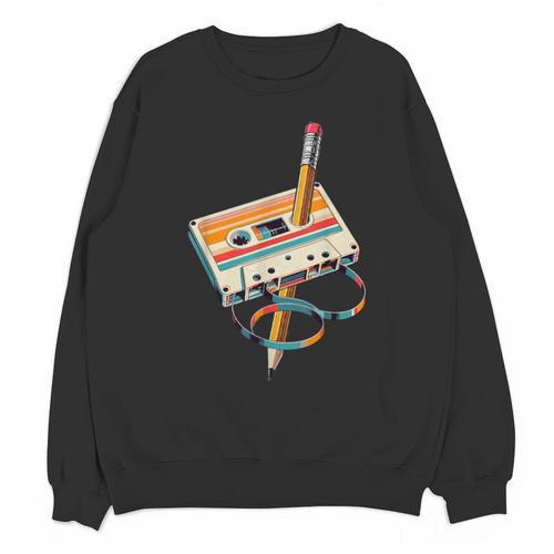 Vintage Cassette Tape And Pencil Nostalgia Party 70s 80s 90s Unisex Sweatshirt - Figerry