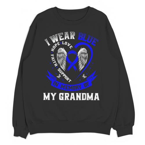 Wear Blue In Memory Of Grandma Colon Cancer Awareness Shirts Unisex Sweatshirt - Easessy