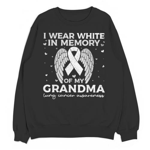 I Wear In Memory Of My Grandma Lung Cancer Awareness Unisex Sweatshirt - Easessy