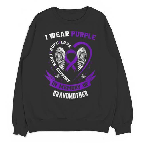 I Wear Purple In Memory Of Grandmother Pancreatic Cancer Unisex Sweatshirt - Easessy