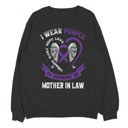 I Wear Purple In Memory Of Mother In Law Pancreatic Cancer Unisex Sweatshirt - Easessy