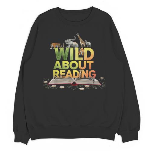 Wild About Reading Books Lovers Novelty Bookworm Library Day Unisex Sweatshirt - Bookorys