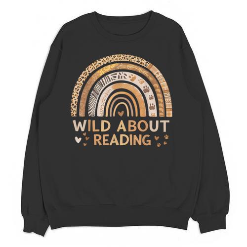 Wild About Reading Books Reader Lover Bookworm Librarian Unisex Sweatshirt - Bookorys CA