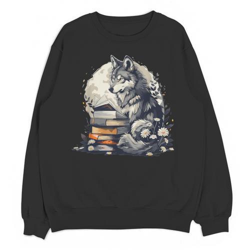 Wolf Reading Book Librarian Library Wolves Unisex Sweatshirt - Bookorys AU