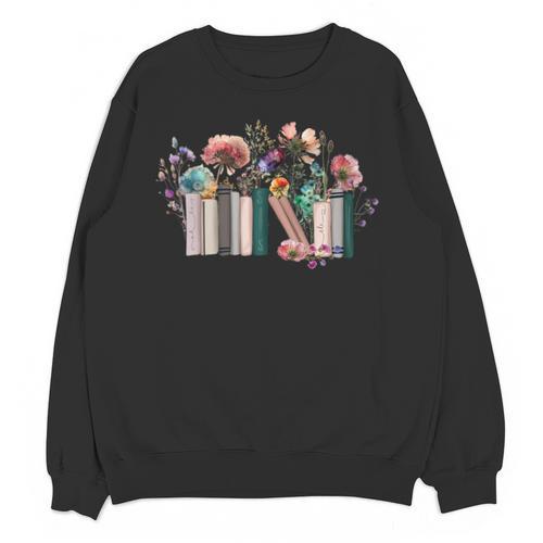 Women Book Lover Shirt Wildflowers Cottagecore Flowers Book Unisex Sweatshirt - Bookorys AU