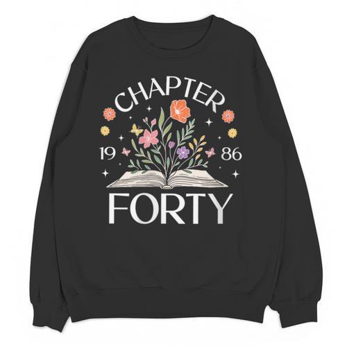 Women's 1986 Chapter Forty 40th Birthday Wildflower Book 40 Year Old Unisex Sweatshirt - Bookorys CA