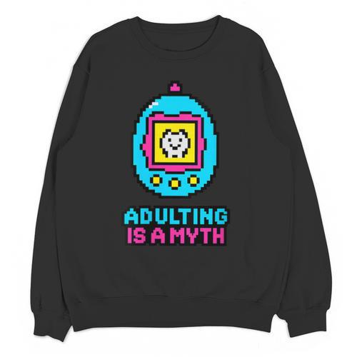 Women's Adulting Is A Myth Retro Pixel Pet Nostalgia Millennials Unisex Sweatshirt - Figerry