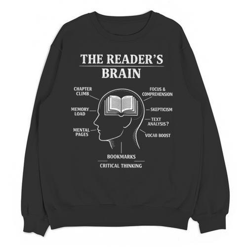 Women's The Reader’s Brain Book Lover Reading Diagram Graphic Unisex Sweatshirt - Bookorys