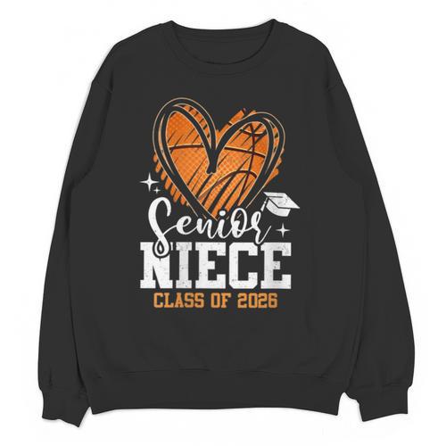 Women's Senior Niece Class Of 2026 Basketball Graduation Heart Unisex Sweatshirt - Best Gift Smart