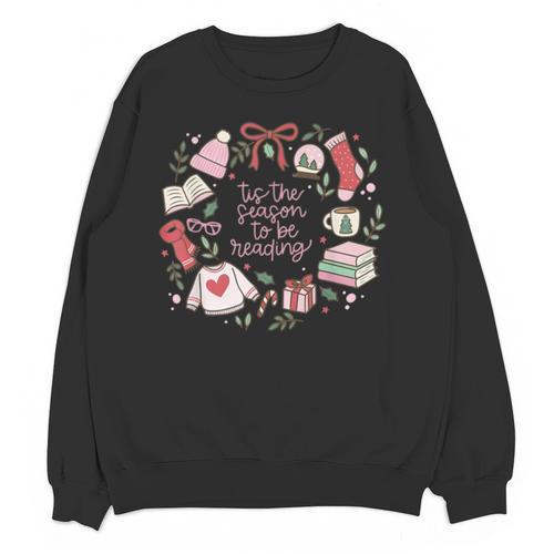 Xmas Tis The Season To Be Reading Books Pajamas Unisex Sweatshirt - Bookorys