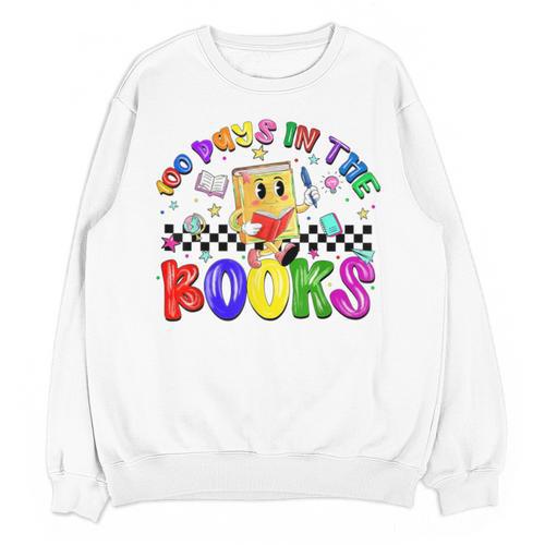 100 Days In The Book Fun 100 Days Of School Boy Girl Teacher Unisex Sweatshirt - Bookorys CA