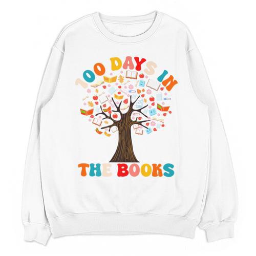 100 Days In The Books Reading Teacher 100th Day Of School Premium Unisex Sweatshirt - Bookorys DE