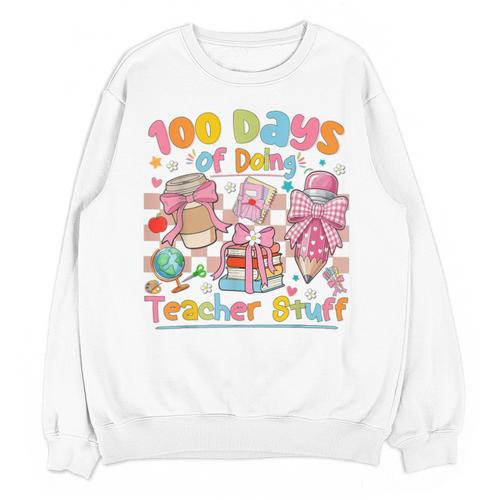 100th Day Of School Teacher 100 Days Coffee Books Unisex Sweatshirt - Bookorys CA