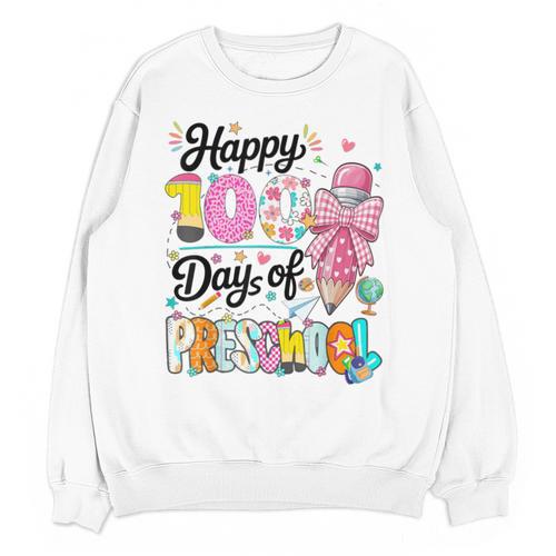 100th Day Of School Teacher Books 100 Days Of Preschool Girl Unisex Sweatshirt - Bookorys