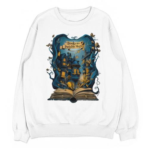 4 Books Are Portable Magic Bookish Reading Nerd Quote Unisex Sweatshirt - Bookorys DE