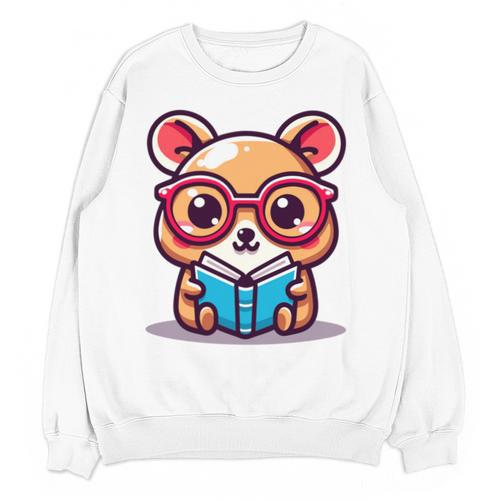 Adorable Book Lover Quokka With Reading Glasses Cute Unisex Sweatshirt - Bookorys