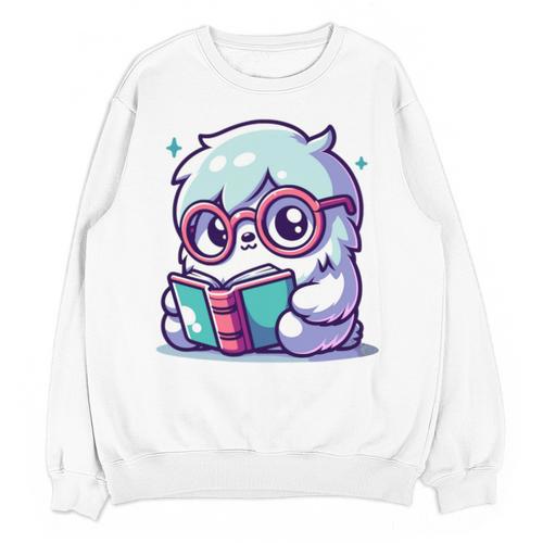 Adorable Book Lover Yeti With Reading Glasses Cute Unisex Sweatshirt - Bookorys
