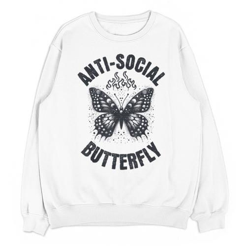 Anti-Social Butterfly Awkward Introvert Homebody Humor Unisex Sweatshirt - Raresse