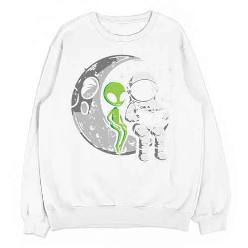 Astronaut Reading Book To Alien Moon Space Women Kids Men Premium Tri-Blend Unisex Sweatshirt - Bookorys