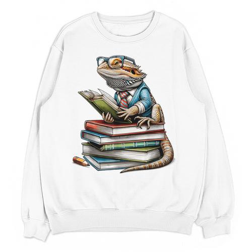 Bearded Dragon Reading Books Matching Bookworm Librarian Unisex Sweatshirt - Bookorys AU