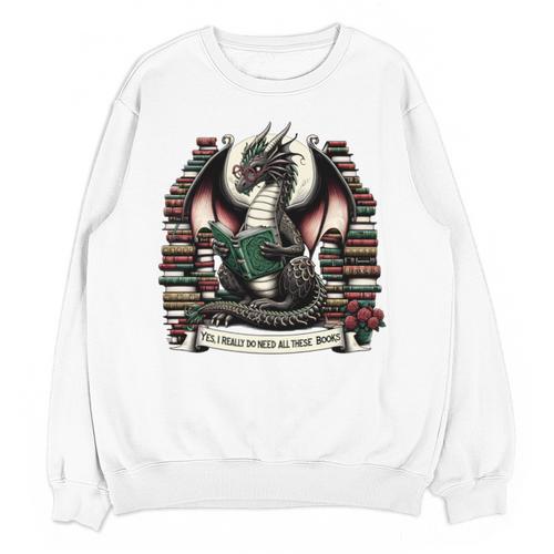 Book Dragon Yes I Really Do Need All These Books Unisex Sweatshirt - Bookorys DE
