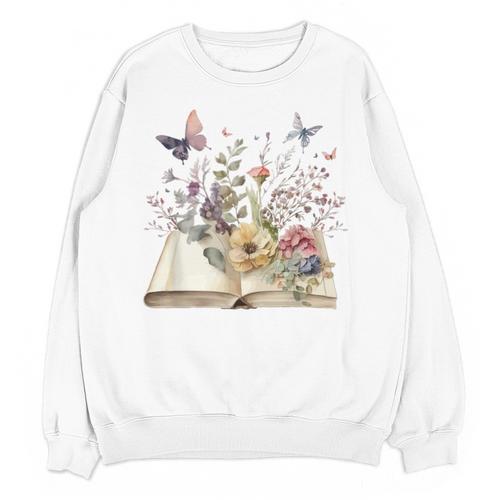 Book Flowers And Butterfly Beautiful Reading Reader Graphic Unisex Sweatshirt - Bookorys DE