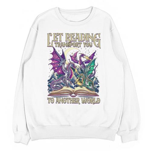 Book Lover Dragon Reading Transport You To Another World Unisex Sweatshirt - Bookorys AU