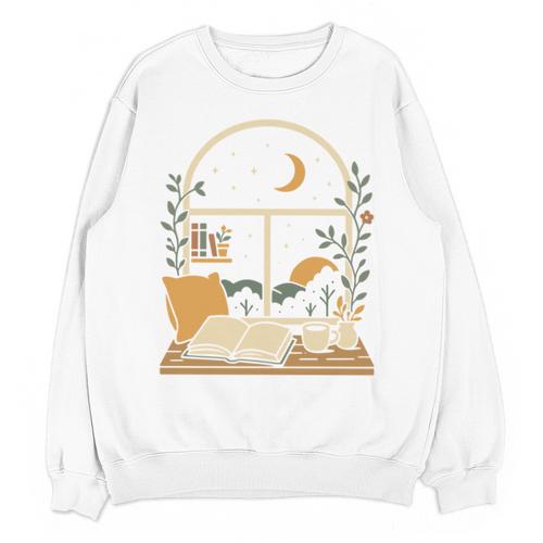 Book Lover Moonlight Reading Scene Night Unisex Sweatshirt - Bookorys DE