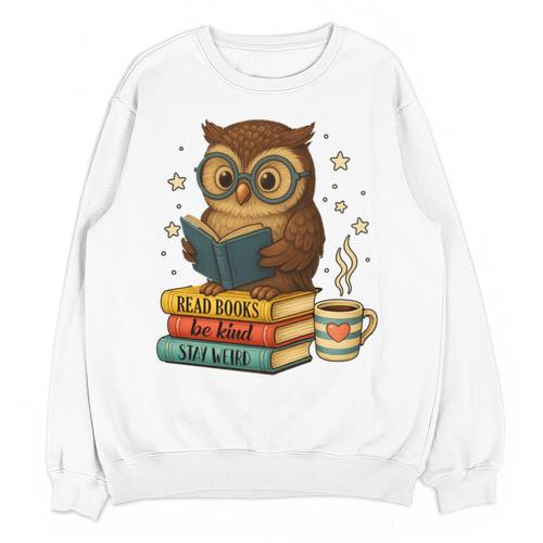 Book Lover Owl Reading Bookish Library Read Books Be Kind Unisex Sweatshirt - Bookorys