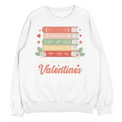 All Booked For Valentines Retro Book Lover Teacher Bookworm Premium Tri-Blend Unisex Sweatshirt - Bookorys