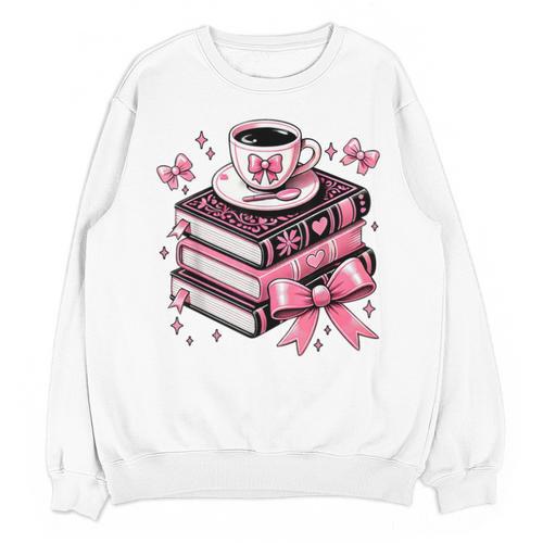 All Booked For Valentine's Teacher Coquette Bow Coffee Book Unisex Sweatshirt - Bookorys