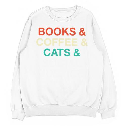 Books Coffee Cats Social Justice Unisex Sweatshirt - Bookorys AU