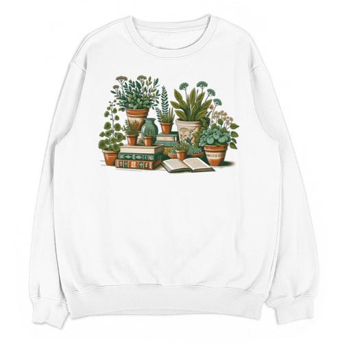 Botanical Garden Plants With Books Unisex Sweatshirt - Bookorys