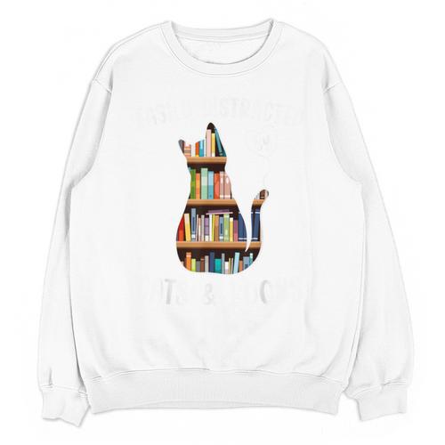 Cat Lover Tee Women Book Lover Reading Librarian Read Unisex Sweatshirt - Bookorys