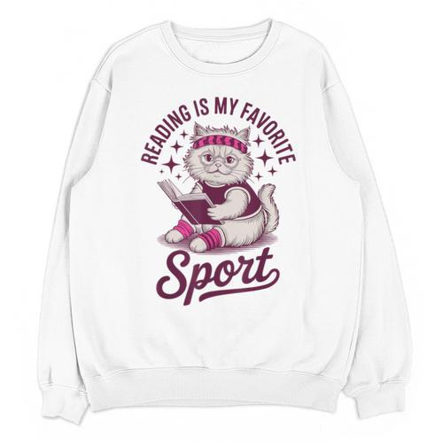 Cat Reading Is My Favorite Sport Retro Book Lover Unisex Sweatshirt - Bookorys